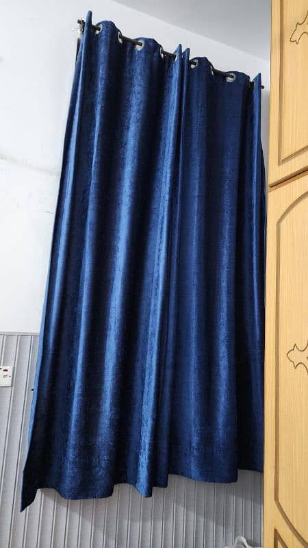 2 Set of Curtains in Navy Blue & Red Golden 2