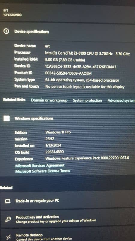 lenovo i3 6th gen CPU 8gb ddr4 ram 128gb ssd 500gb hard disk i 4