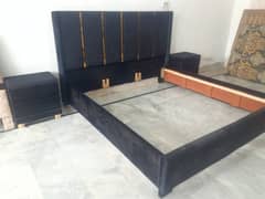 Black Poshish King Size Double Bed with Side Tables/available Here