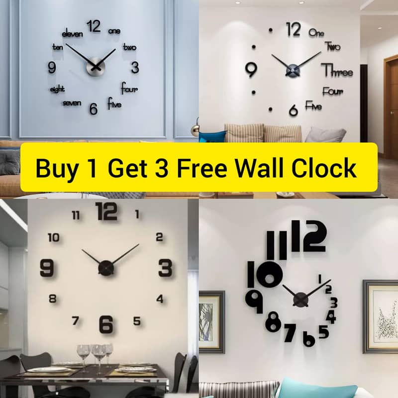 Buy 1 Get 3 Free Wall Clocks Deal with Free home Delivery 0