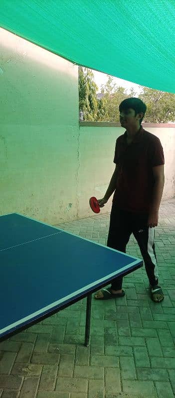 Table Tennis Table with racket, ball and net 2