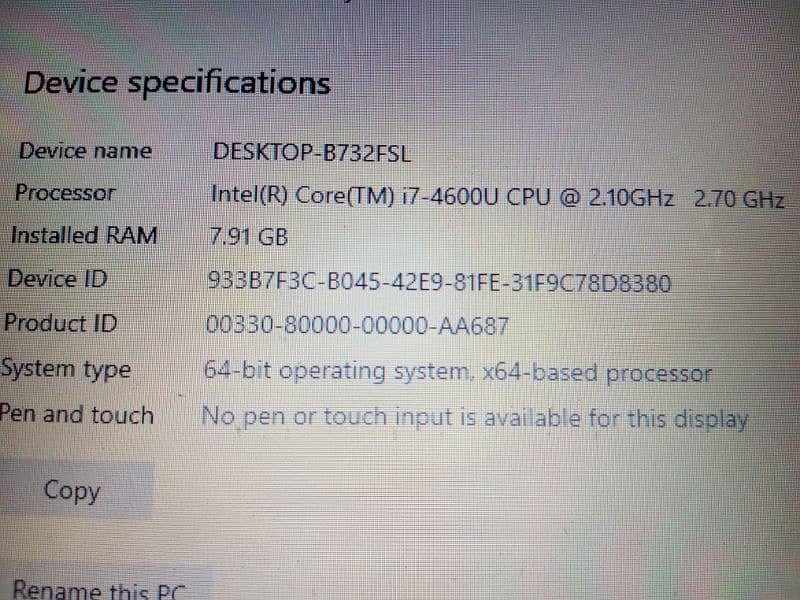 Dell i7 4th Gen 128 SSD 3