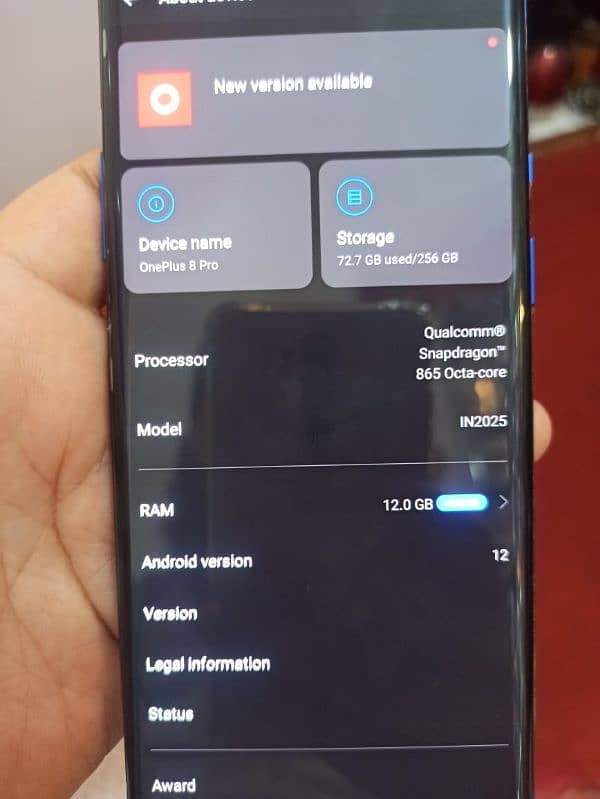 One plus 8pro  12gb ram 256gb rom 0