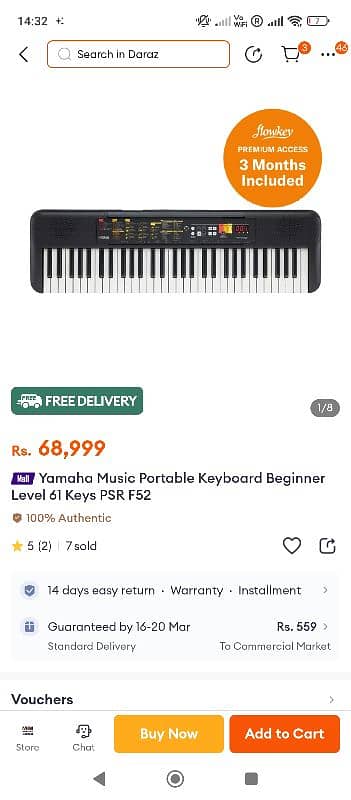 Urgently selling Yamaha portable piano keyboard level 61 keys PSR F52 3