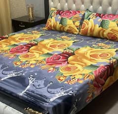 3 pcs crystal Cotton printed Double Bedsheets