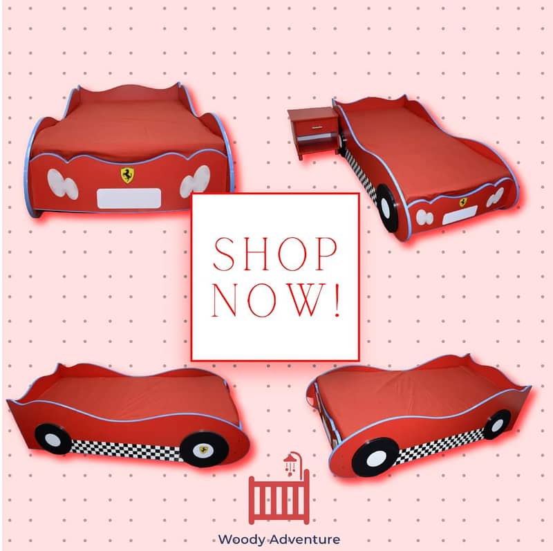 KIDS CAR BED | KIDS BEDS | BABY SINGLE BED | CHILDREN BEDS BY FURNISH 0