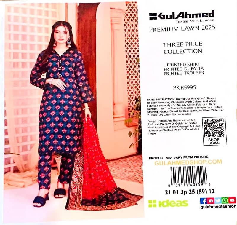 3 Piece Unstich Lawn GulAhmed, Khaadi, Orient, Endenrobe, Nishat 2025 3