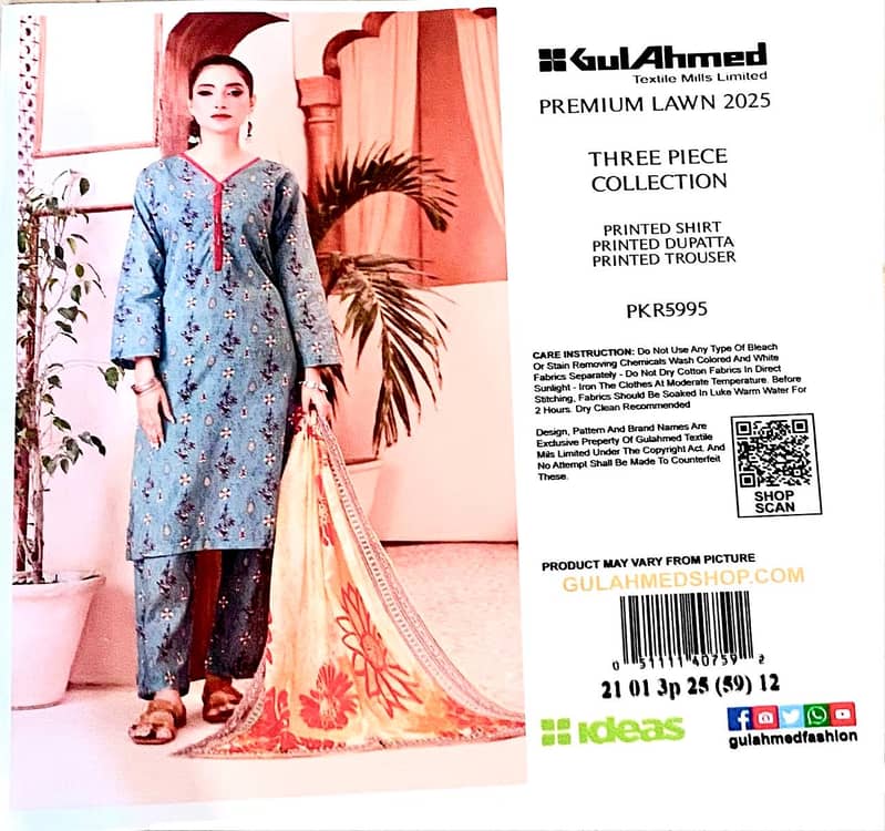 3 Piece Unstich Lawn GulAhmed, Khaadi, Orient, Endenrobe, Nishat 2025 4