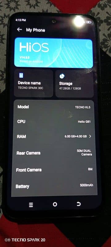 Tecno spark 30c 2 month use 10 month warranty 10/10 condition 3