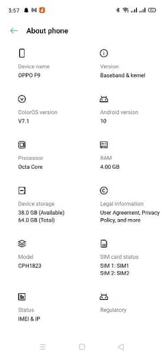 Oppo F9 4 / 64 with box & without charger