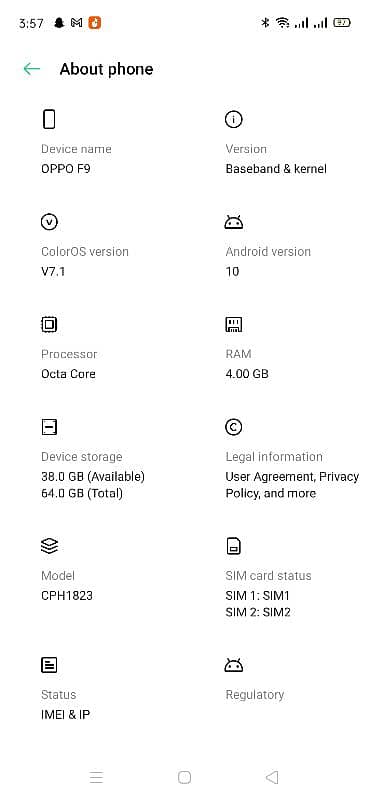 Oppo F9 4 / 64 with box & without charger 0