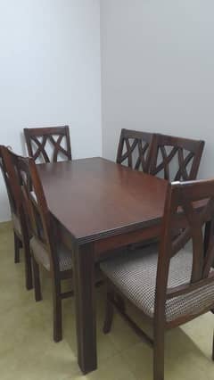 A1 Sheesham Wood Table with six wooden chairs