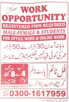 We are Hiring staff Male or female