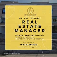 We are hiring real estate manager