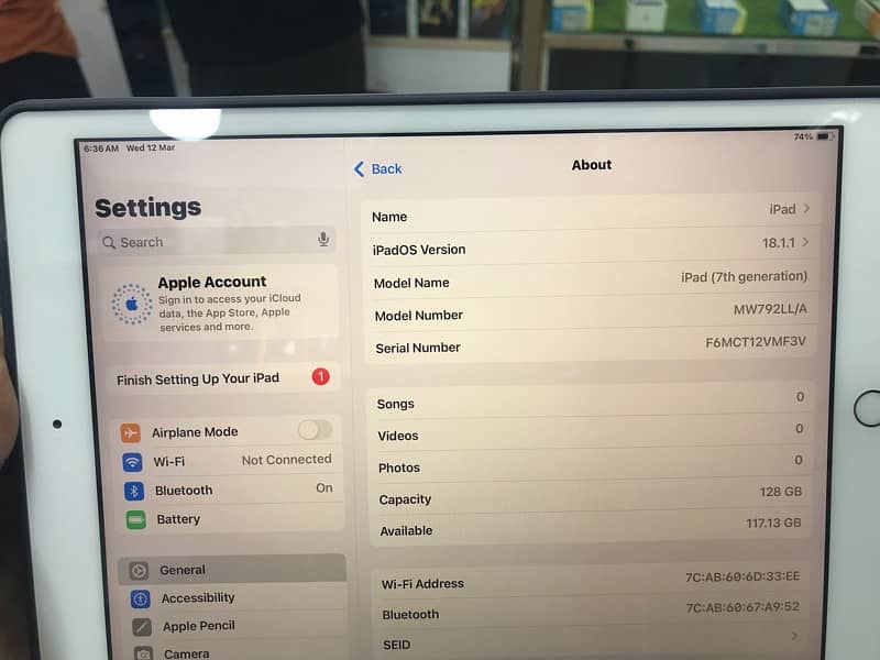 ipad 7th generation  128 gb whatsapp 03074863292 0