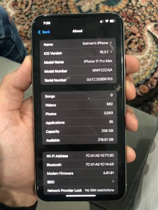 iPhone 11 pro max 256 Physical Dual 1