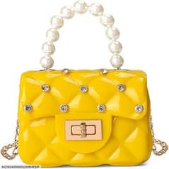 Charming Yellow Textured Plastic Purse for Girls - 1 Pc