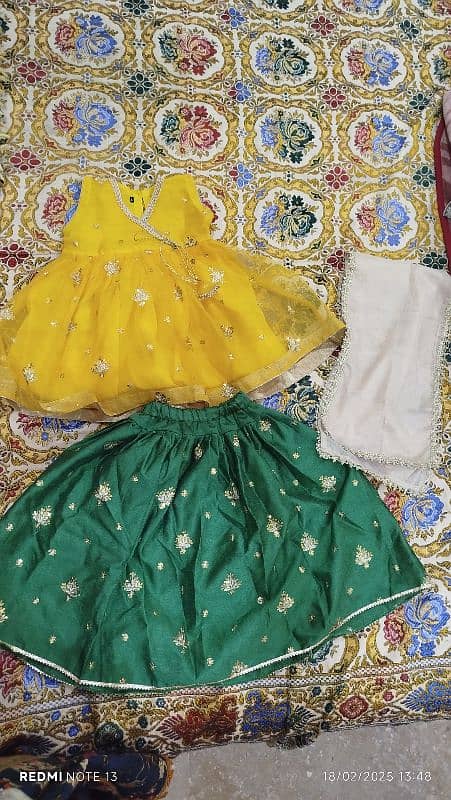 mehndi dress . short frock with gharara and dupatta. 2