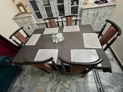 wooden dining with 6 chairs