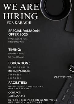 We Are hiring for karachi