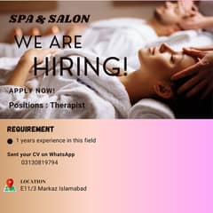 We Are hiring for ROSE Exective Salon & Spa