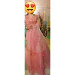 Bridal Pink Colour Maxi Dress with Tissue Dopta. . .