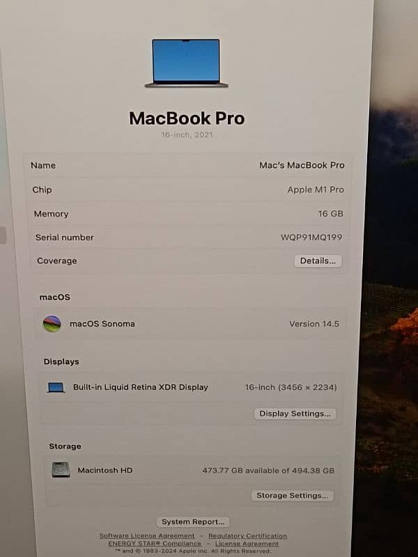 MACBOOK PRO M1 2021 16 INCH 16GB RAM 512GB SSD LUSH CONDITION 9