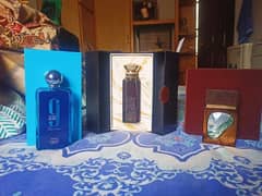 Empty Bottles of premium perfumes with boxes