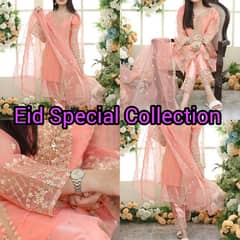 Woman's Stitched Organza Embroidered Suit ( On Demand)