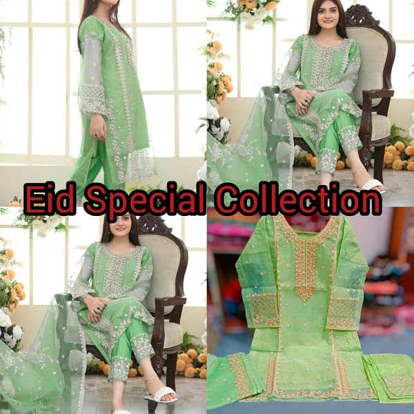 Woman's Stitched Organza Embroidered Suit ( On Demand) 1