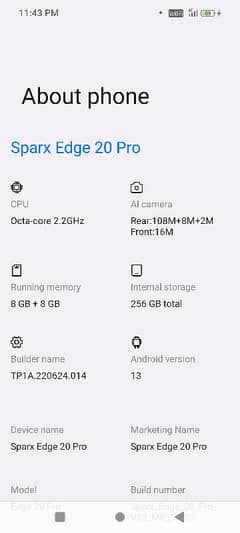 sparx edge 20 pro 16gb 256gb