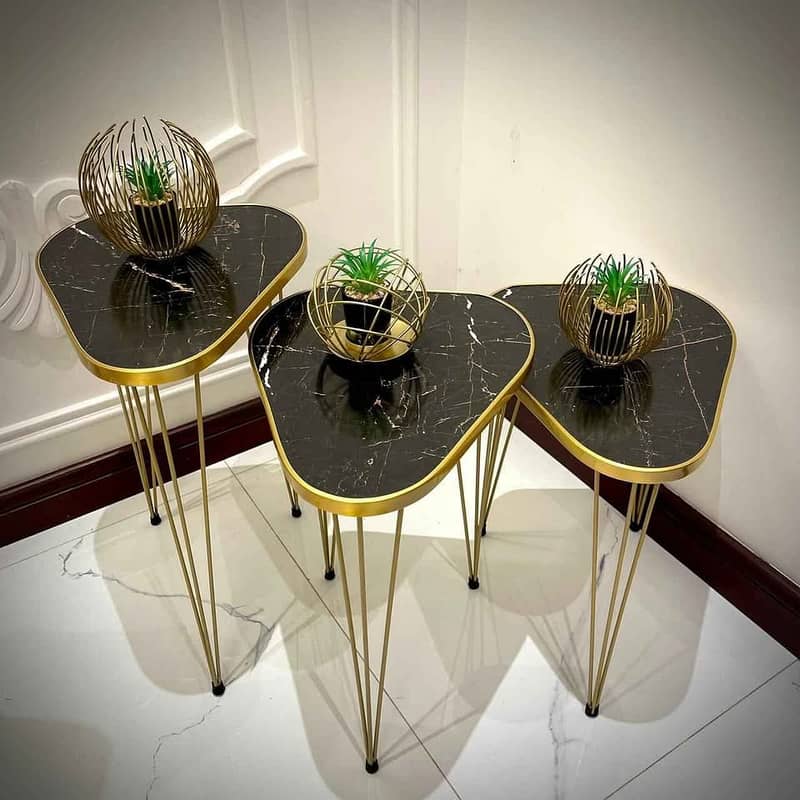 set of 3 Round coffee Table HIGH Gloss Nesting End Tables 0