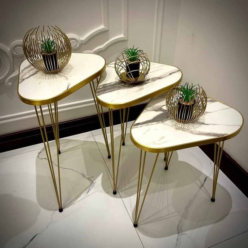 set of 3 Round coffee Table HIGH Gloss Nesting End Tables 1