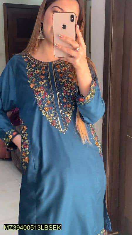 2pcs women's stitched linen embroidery suit 2