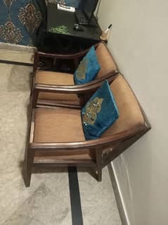 2 Chairs Pure Wood With Free Table