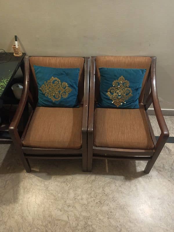 2 Chairs Pure Wood With Free Table 2