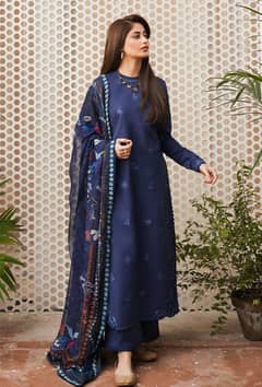 3 PCs Women's Unstitched Embroidered Suit