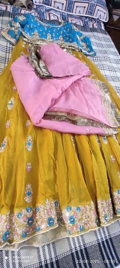 Handmade lehnga choli for mehndi 3pc