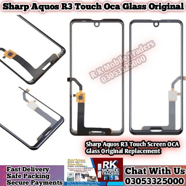 Sharp Aquos R3 Touch Oca Glass Original, R2, R3 R5 Touch Penal Avail 0
