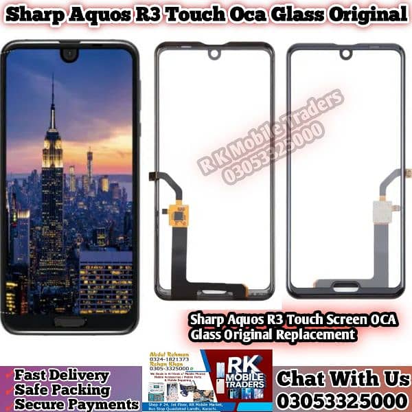 Sharp Aquos R3 Touch Oca Glass Original, R2, R3 R5 Touch Penal Avail 1