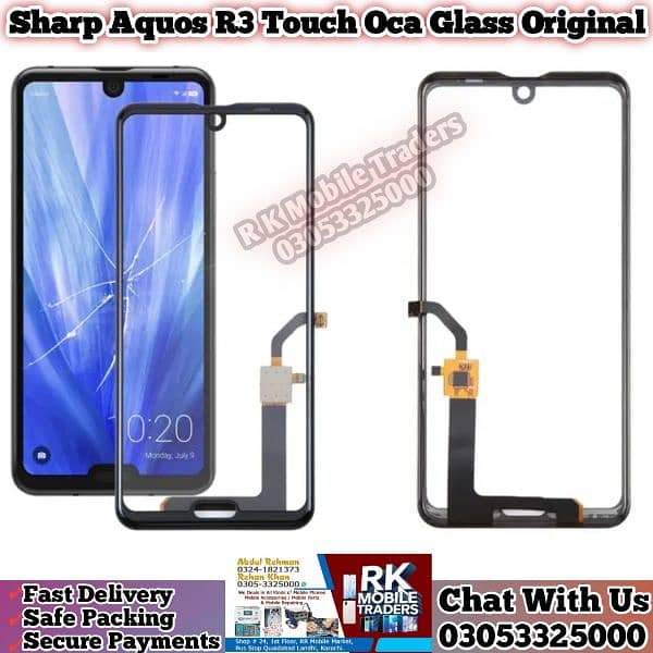 Sharp Aquos R3 Touch Oca Glass Original, R2, R3 R5 Touch Penal Avail 2