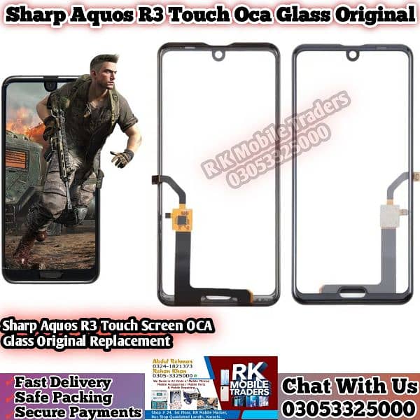 Sharp Aquos R3 Touch Oca Glass Original, R2, R3 R5 Touch Penal Avail 4