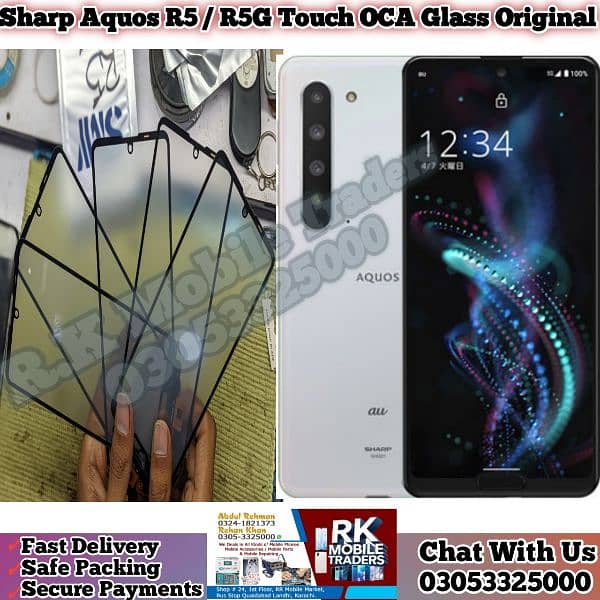 Sharp Aquos R3 Touch Oca Glass Original, R2, R3 R5 Touch Penal Avail 9
