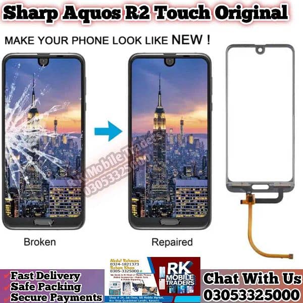 Aquos R2 Touch Glass / R3 / R5 Touch Penal Screen All Accessories Here 0