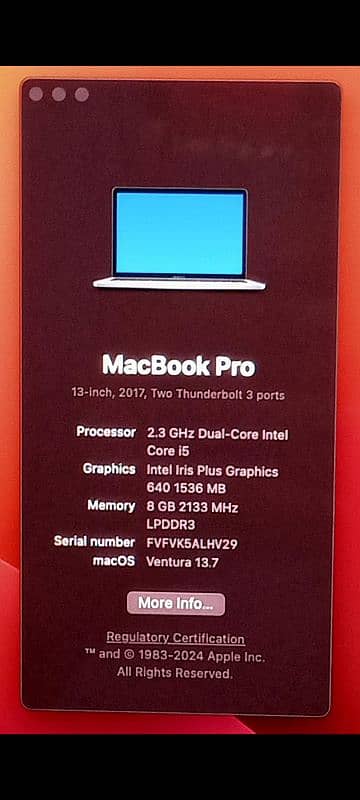 MacBook Pro 2016 & 2017 Core i5 8GB / 16GB Ram 256GB / 512GB Storage 10