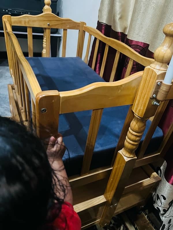 Baby wooden cot with swing 2