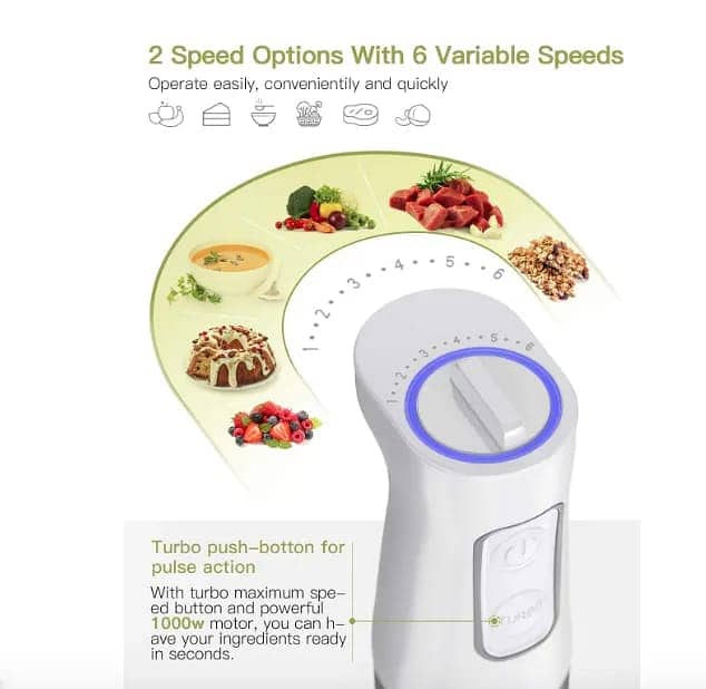5-in-1 Hand Blender Stainless Steel 1000 W Mixer, Turbo Function5-in- 2