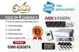 4 CCTV Cameras 2mp Pack (1 Year Warranty)