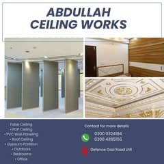 False ceiling,Gypsum partition,POP Ceiling,Fency Ceiling