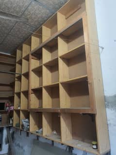 grocery store wooden shelves